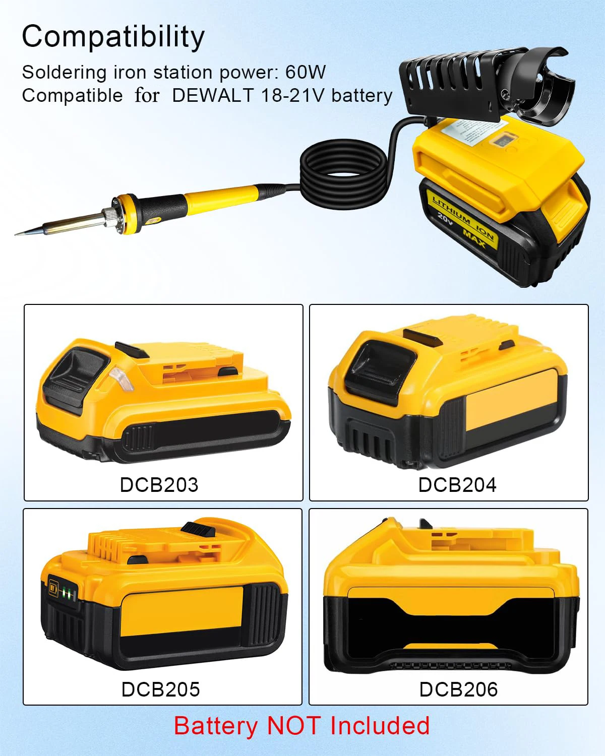 휴대용 납땜인두 키트, 디월트 20V 배터리 호환 60 - Diy Electronics Power Supply 리뷰 및 가격