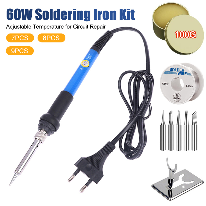 조절 가능한 온도 220V 60W 전기 납땜 인두 키트 - Diy Electronics Soldering Kit 리뷰 및 가격