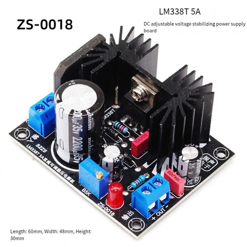 LM338 5A 출력 조정 가능한 선형 조정 전원 공급 - Diy Electronics Power Supply 리뷰 및 가격