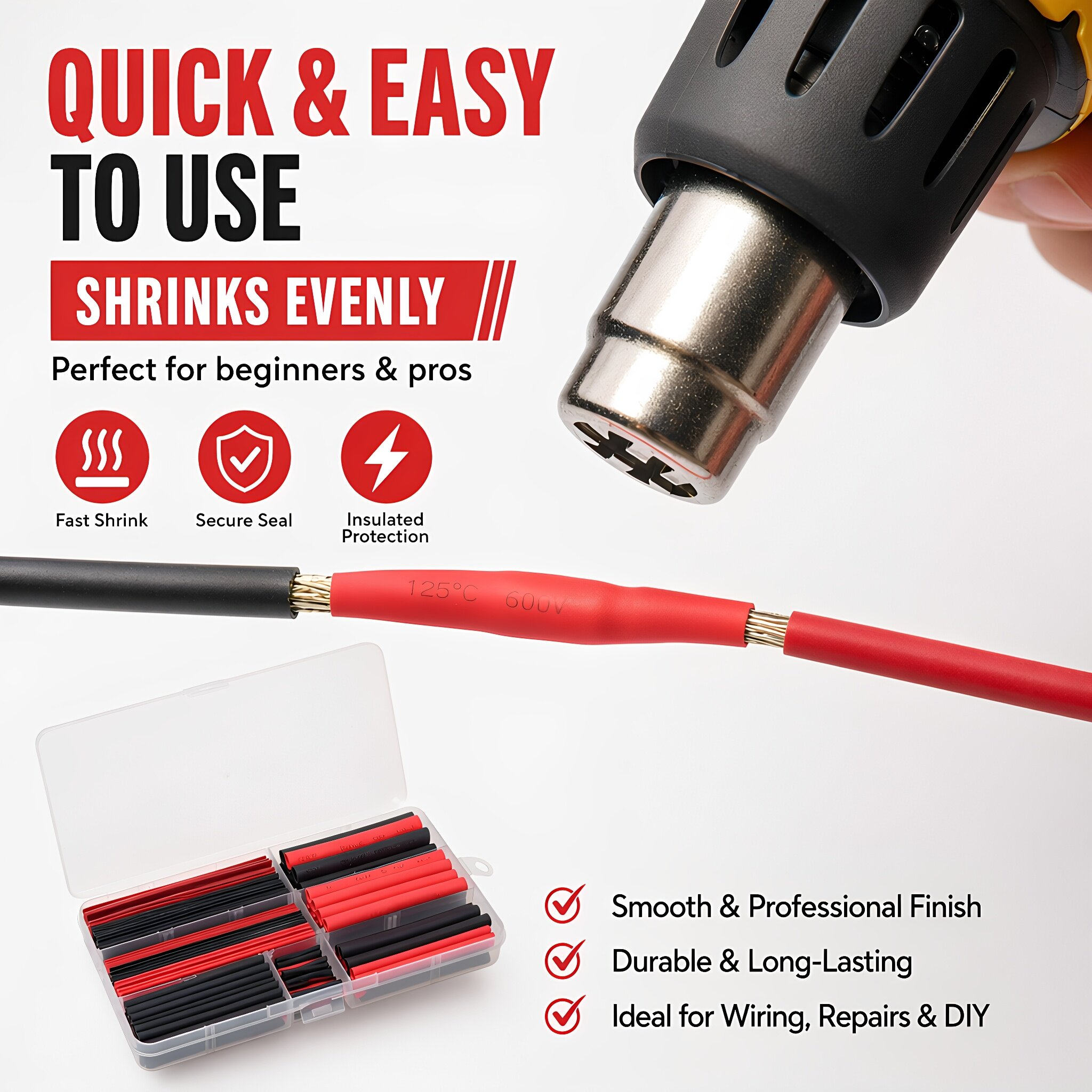 300개 열수축 튜빙 블랙 레드 폴리올레핀 수축 랩 전 - Heat Shrink Tubing 리뷰 및 가격